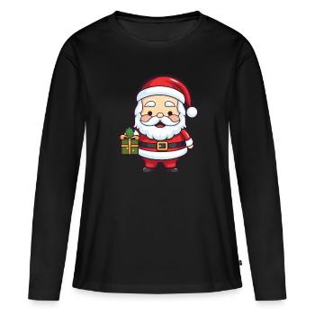 Père Noël Père Noël - T-shirt manches longues Premium bio Femme - noir - Devant - Julia (174cm)