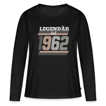 1962 - Frauen Premium Bio Langarmshirt - Schwarz - Vorne - Julia (174cm)