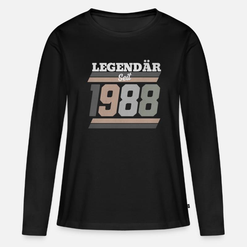 1988 - Frauen Premium Bio Langarmshirt - Schwarz