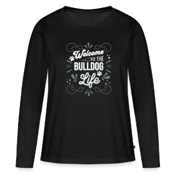Bouledogue - T-shirt manches longues Premium bio Femme - noir - Devant - Julia (174cm)