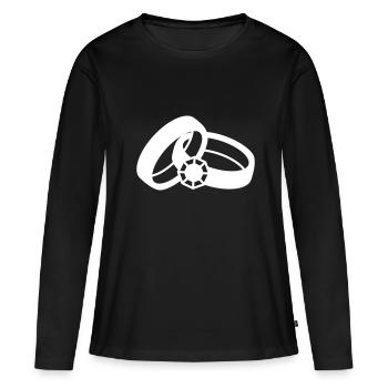 Eheringe Hochzeit - Frauen Premium Bio Langarmshirt - Schwarz - Vorne - Julia (174cm)
