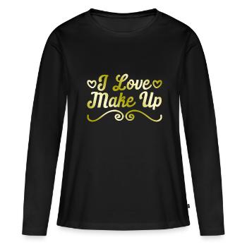 Ich liebe Make up - Frauen Premium Bio Langarmshirt - Schwarz - Vorne - Julia (174cm)