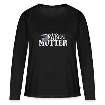 Gothic Rabe lässige Krähe ironische Rabenmutter - Frauen Premium Bio Langarmshirt - Schwarz - Vorne - Julia (174cm)