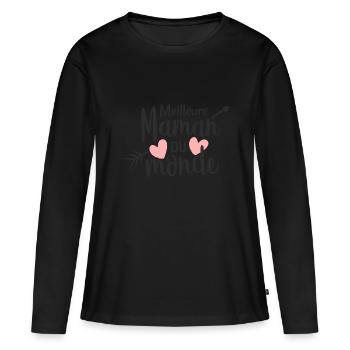 La meilleure maman du monde - T-shirt manches longues Premium bio Femme - noir - Devant - Julia (174cm)
