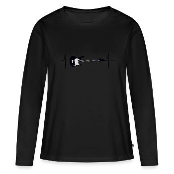 mon cœur bat pour e guitare - T-shirt manches longues Premium bio Femme - noir - Devant - Julia (174cm)