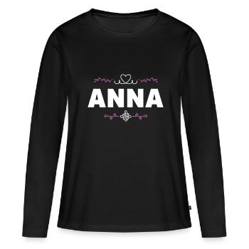 Anna - Frauen Premium Bio Langarmshirt - Schwarz - Vorne - Julia (174cm)