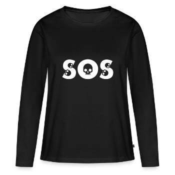 Conception de crâne SOS avec des os de style BD - T-shirt manches longues Premium bio Femme - noir - Devant - Julia (174cm)