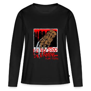 N’arrêtez jamais de rêver - mauvais rêve - T-shirt manches longues Premium bio Femme - noir - Devant - Julia (174cm)