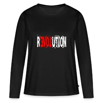Révolution Amour - T-shirt manches longues Premium bio Femme - noir - Devant - Julia (174cm)
