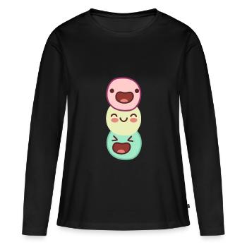 funny happy - unusually funny threesome - Women's Premium Organic Long Sleeve Shirt - black - Front - Julia (174cm)