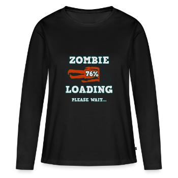 Zombie wird geladen - Bitte warten... - Frauen Premium Bio Langarmshirt - Schwarz - Vorne - Julia (174cm)