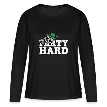 Anniversaire avec alcool et bière - Party Hard - T-shirt manches longues Premium bio Femme - noir - Devant - Julia (174cm)