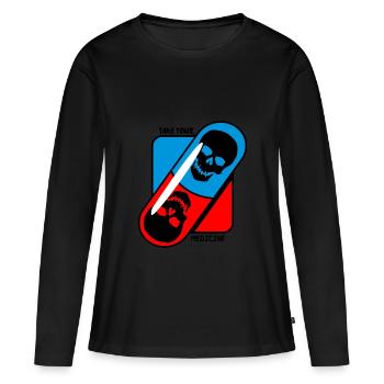 Prenez - votre - médicament - crâne - T-shirt manches longues Premium bio Femme - noir - Devant - Julia (174cm)