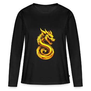 Asien Japan China Drache - Frauen Premium Bio Langarmshirt - Schwarz - Vorne - Julia (174cm)