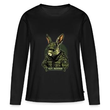 Commandos militaires de défense forestière Rabbit - T-shirt manches longues Premium bio Femme - noir - Devant - Julia (174cm)