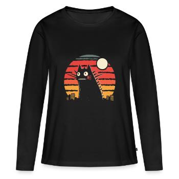riesige Monsterkatzen Katze - Frauen Premium Bio Langarmshirt - Schwarz - Vorne - Julia (174cm)
