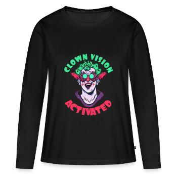 Vue Clown activée - T-shirt manches longues Premium bio Femme - noir - Devant - Julia (174cm)