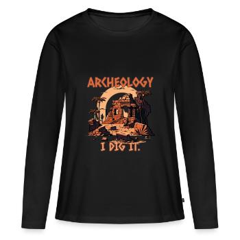Ich mag Archeologie - Frauen Premium Bio Langarmshirt - Schwarz - Vorne - Julia (174cm)