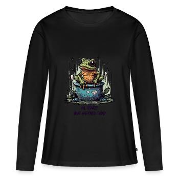The Really Interested Frog in the Pond - Women's Premium Organic Long Sleeve Shirt - black - Front - Julia (174cm)
