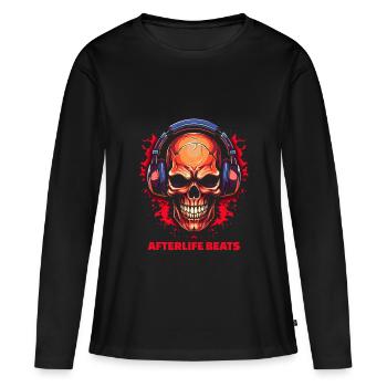 Jenseits Beats – Totenkopf Musik - Frauen Premium Bio Langarmshirt - Schwarz - Vorne - Julia (174cm)
