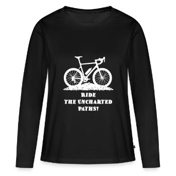 Chemins inconnus – Gravel Bike - T-shirt manches longues Premium bio Femme - noir - Devant - Julia (174cm)