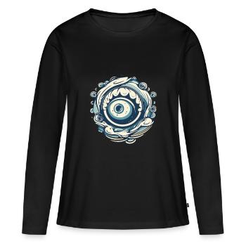 Aqua Wave Oeil - T-shirt manches longues Premium bio Femme - noir - Devant - Julia (174cm)