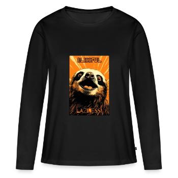 Bienheureux se prélasser : paresseux - T-shirt manches longues Premium bio Femme - noir - Devant - Julia (174cm)
