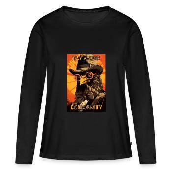 S’élever au-dessus des normes et de la conformité. - T-shirt manches longues Premium bio Femme - noir - Devant - Julia (174cm)