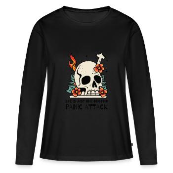 La vie est une attaque de panique - T-shirt manches longues Premium bio Femme - noir - Devant - Julia (174cm)