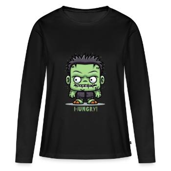 Petit zombie affamé - T-shirt manches longues Premium bio Femme - noir - Devant - Julia (174cm)