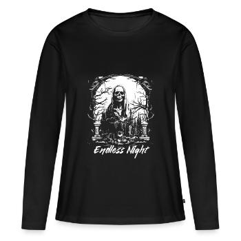 Faucheuse de nuit sans fin - T-shirt manches longues Premium bio Femme - noir - Devant - Julia (174cm)