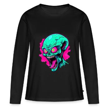 Wütende Alien-Invasion - Frauen Premium Bio Langarmshirt - Schwarz - Vorne - Julia (174cm)