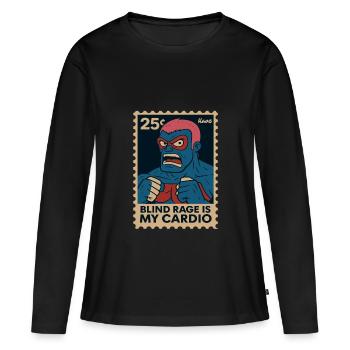 Comic Wrestler Saying Blind Rage Is My Cardio - Women's Premium Organic Long Sleeve Shirt - black - Front - Julia (174cm)