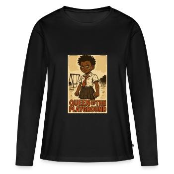 Reine écolière forte sur la cour de récréation - T-shirt manches longues Premium bio Femme - noir - Devant - Julia (174cm)