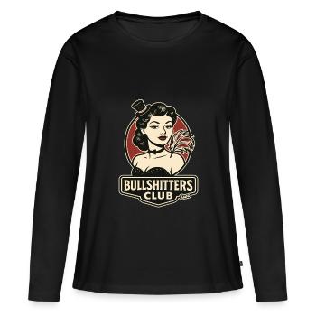 Dame rétro avec plume et chapeau haut de forme - T-shirt manches longues Premium bio Femme - noir - Devant - Julia (174cm)