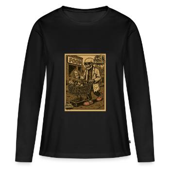 Skelett mit Einkaufswagen und Getränk - Frauen Premium Bio Langarmshirt - Schwarz - Vorne - Julia (174cm)