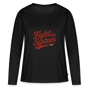 Fight the System Retro Protest Saying - Women's Premium Organic Long Sleeve Shirt - black - Front - Julia (174cm)