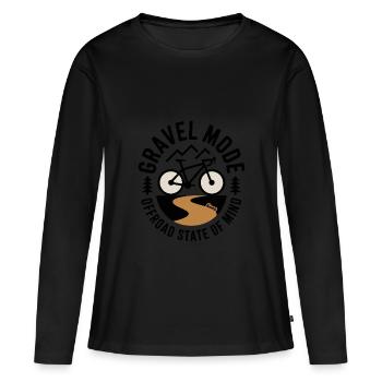 Vélo de gravier avec motif de montagne et chemin de gravier - T-shirt manches longues Premium bio Femme - noir - Devant - Julia (174cm)