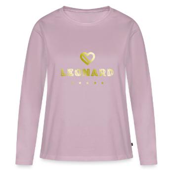 Léonard Herz - T-shirt manches longues Premium bio Femme - rose poudré - Devant - Julia (174cm)