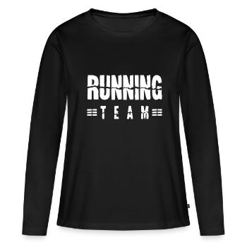Équipe de course à pied - T-shirt manches longues Premium bio Femme - noir - Devant - Julia (174cm)