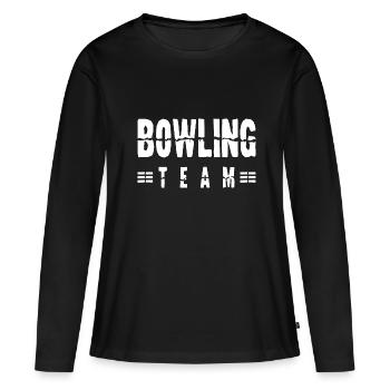 Équipe de bowling - T-shirt manches longues Premium bio Femme - noir - Devant - Julia (174cm)
