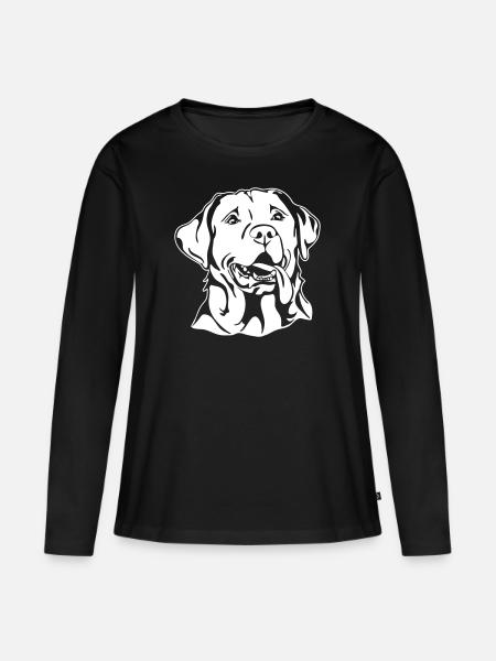LABRADOR PORTRAIT - Frauen Premium Bio Langarmshirt - Schwarz