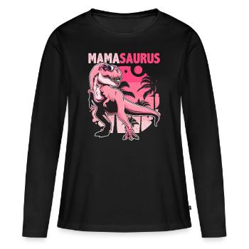 Mamasaurus - Maman T Rex Dinosaure Cadeau - T-shirt manches longues Premium bio Femme - noir - Devant - Julia (174cm)