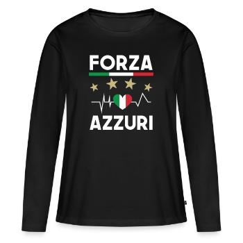 Italie Foot Forza Azzuri Drapeau Italien Football - T-shirt manches longues Premium bio Femme - noir - Devant - Julia (174cm)