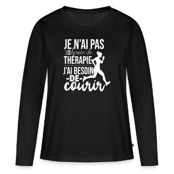 Running Pas Besoin de Thérapie Course À Pied - T-shirt manches longues Premium bio Femme - noir - Devant - Julia (174cm)