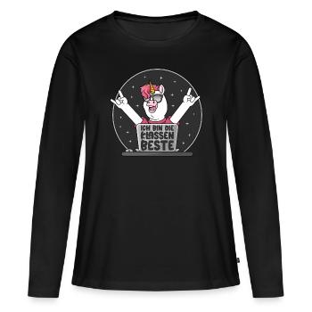 Einhorn PC Beste Schule Ich bin die Klassenbeste - Frauen Premium Bio Langarmshirt - Schwarz - Vorne - Julia (174cm)