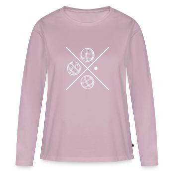 Jeu de pétanque Boccia Pentaque Logo Boccia Club - T-shirt manches longues Premium bio Femme - rose poudré - Devant - Julia (174cm)