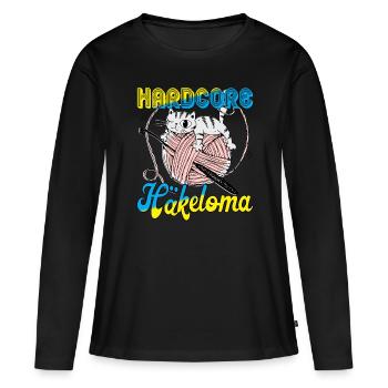 Hardcore Häkeloma - Frauen Premium Bio Langarmshirt - Schwarz - Vorne - Julia (174cm)