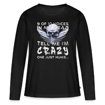 9 voix sur 10 dans ma tête - crâne - T-shirt manches longues Premium bio Femme - noir - Devant - Julia (174cm)