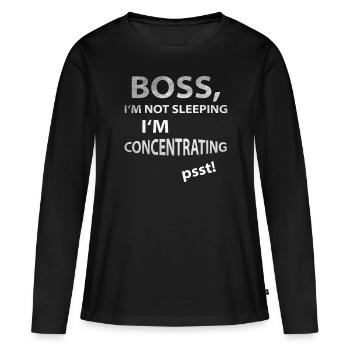 Patron, je ne dors pas, je me concentre ! - T-shirt manches longues Premium bio Femme - noir - Devant - Julia (174cm)
